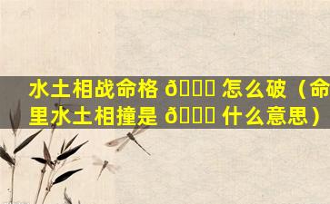 水土相战命格 🐋 怎么破（命里水土相撞是 🐝 什么意思）